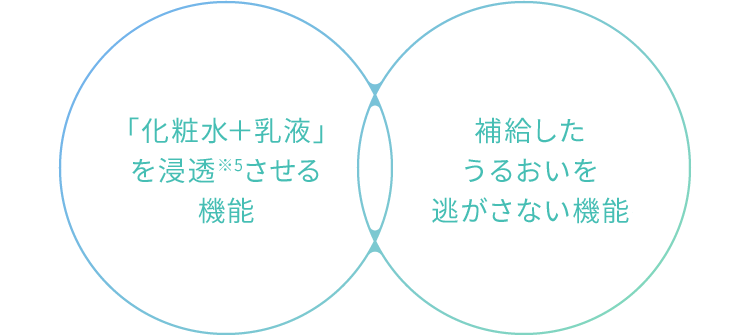 「化粧水＋乳液」を浸透※5させる機能、補給したうるおいを逃がさない機能を強化