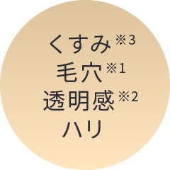 くすみ※3、毛穴※1、透明感※2、ハリ