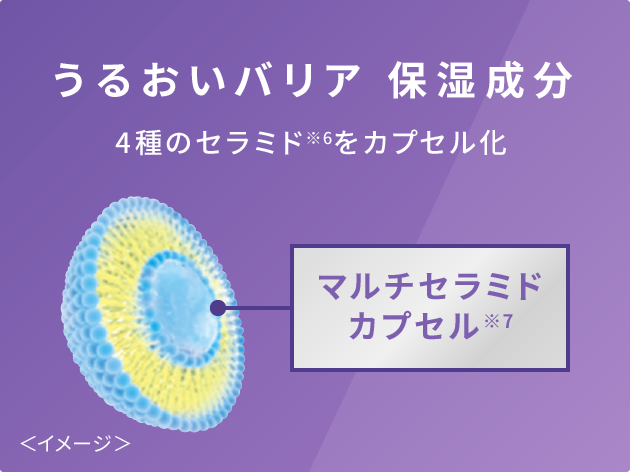 うるおいバリア 保湿成分 4種のセラミド※6をカプセル化 マルチセラミドカプセル※7 <イメージ>