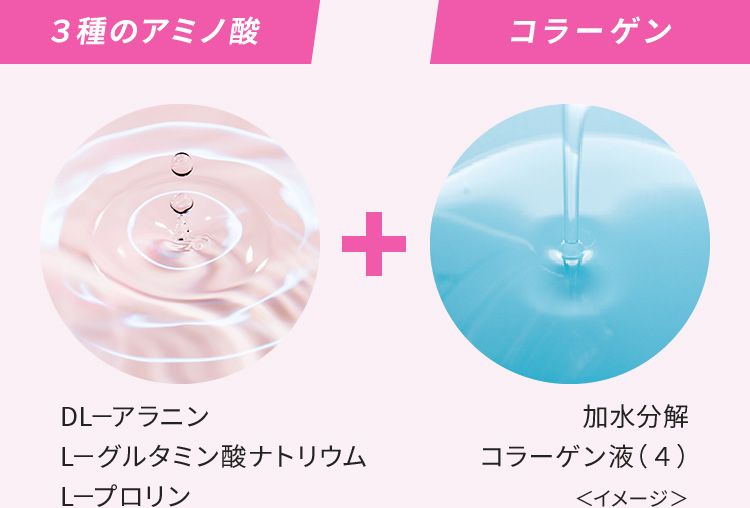 【3種のアミノ酸】DL-アラニン、L-グルタミン酸ナトリウム、L-プロリン【コラーゲン】加水分解コラーゲン液(4)<イメージ>