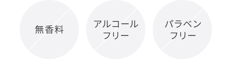 無香料、アルコールフリー、パラベンフリー