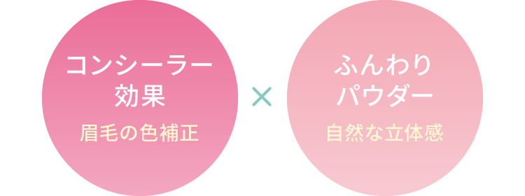 コンシーラー効果：眉毛の色補正×ふんわりパウダー：自然な立体感
