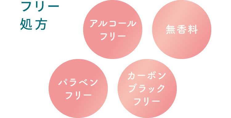 フリー処方:アルコールフリー、無香料、パラベンフリー、カーボンブラックフリー。目に沁みにくい!涙に似たpHのバランスを考慮した使いやすい使用感