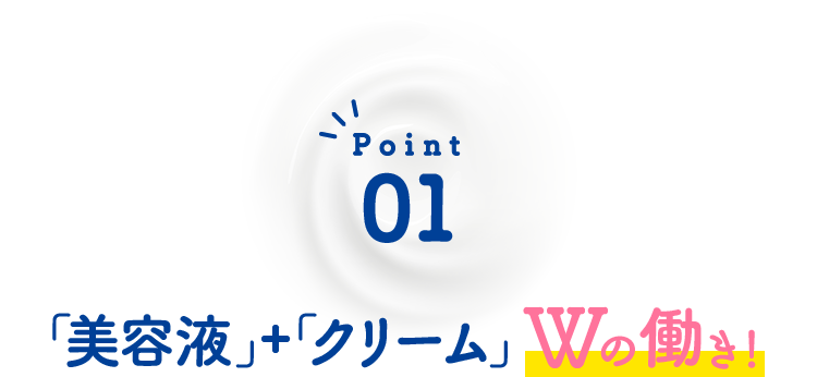 Point01 「美容液＋クリーム」Wの働き！