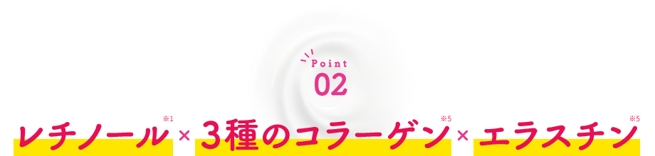 Point02 レチノール※1 × 3種のコラーゲン※5 × エラスチン※5