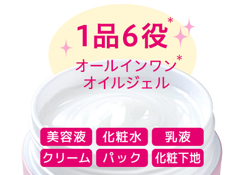 1品6役　オールインワンジェル　美容液　化粧水　乳液　クリーム　パック　化粧下地