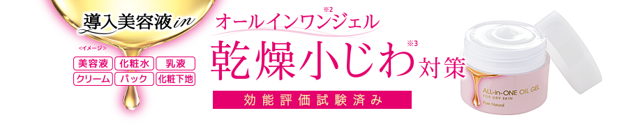 オールインワンジェル　乾燥小じわ対策　効能評価試験済み　導入美容液in 美容液　化粧水　乳液　クリーム　パック　化粧下地