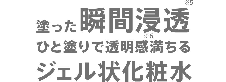 塗った瞬間浸透※5ひと塗りで透明感※6満ちるジェル状化粧水