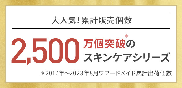 大人気！累計販売個数2,300万個突破＊のスキンケアシリーズ　＊2017年～2022年8月ワフードメイド累計出荷個数