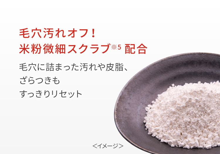 毛穴汚れオフ!米粉微細スクラブ※5配合 毛穴に詰まった汚れや皮脂、ざらつきもすっきりリセット<イメージ>